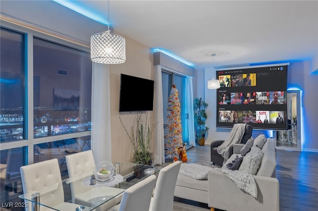 living room with hardwood / wood-style flooring