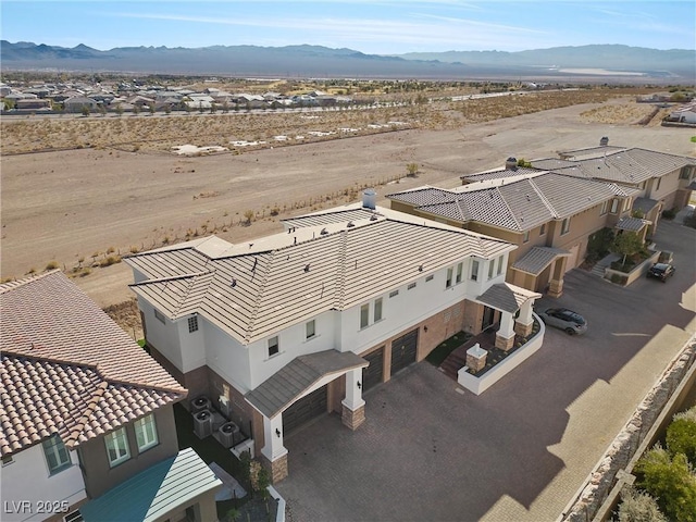 drone / aerial view with a mountain view