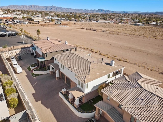 aerial view with a mountain view