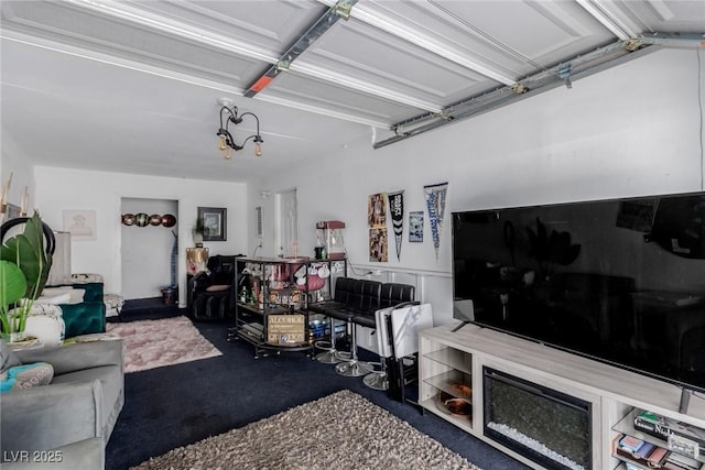 living room featuring concrete flooring