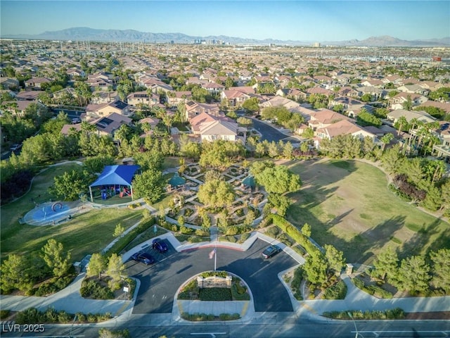 aerial view with a mountain view