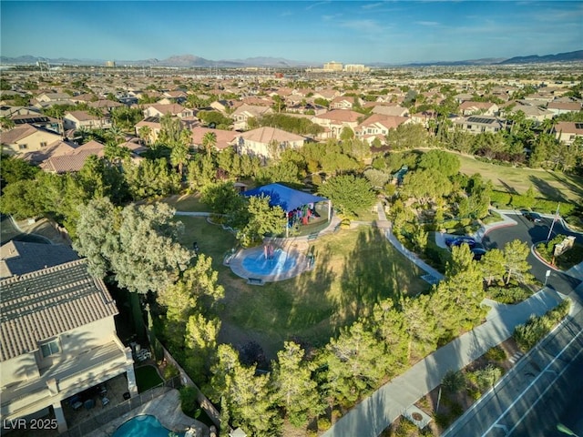 aerial view with a mountain view