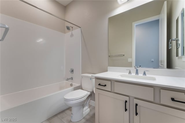 full bathroom featuring vanity, toilet, and shower / washtub combination