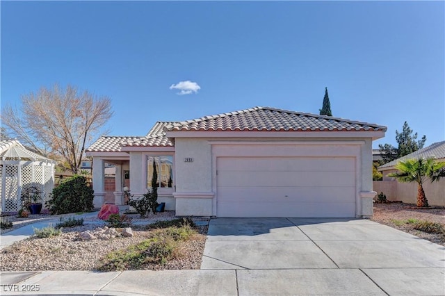 view of front of property with a garage