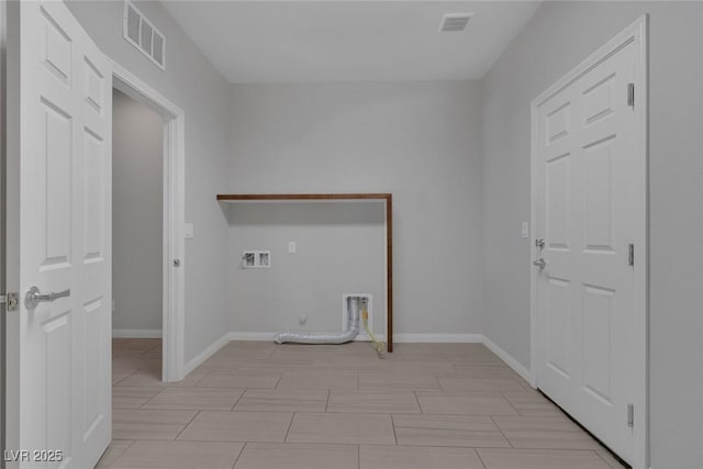 laundry room featuring washer hookup, hookup for a gas dryer, and electric dryer hookup