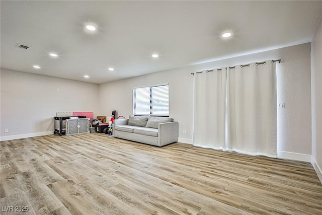 living room featuring light hardwood / wood-style flooring