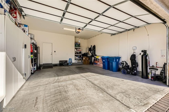 garage with a garage door opener