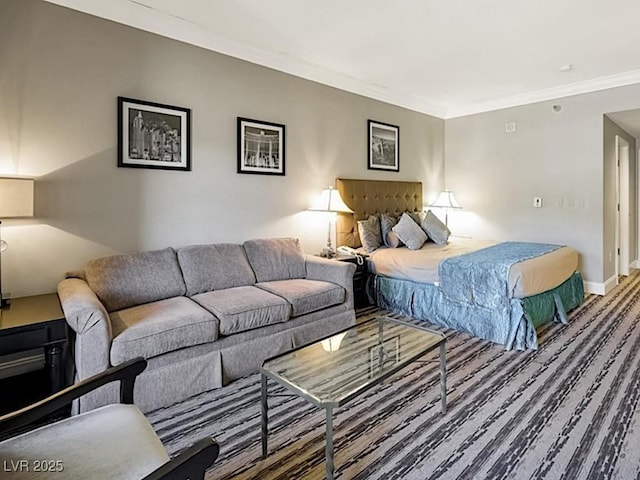 bedroom with ornamental molding