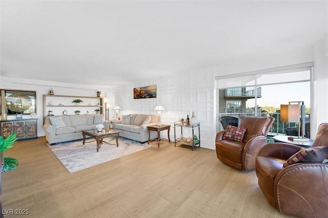 living room featuring light hardwood / wood-style floors