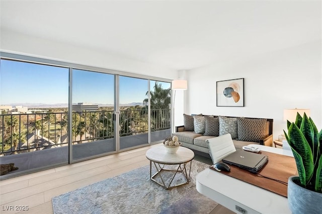 living room with hardwood / wood-style flooring