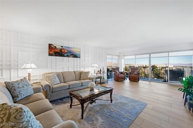 living room featuring light wood-type flooring