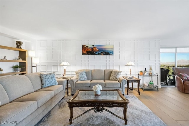 living room with wood-type flooring