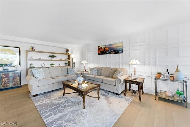 living room featuring light hardwood / wood-style flooring