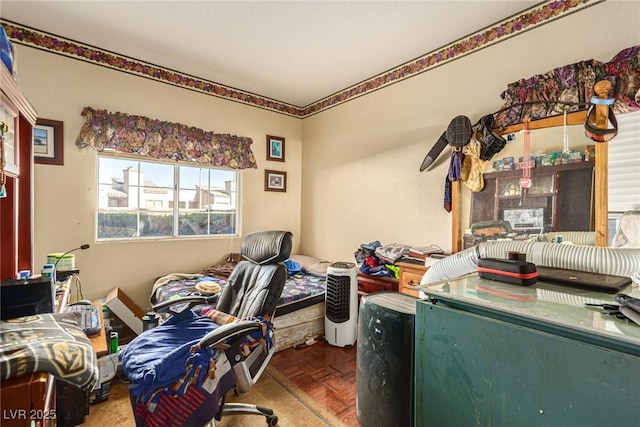 office with parquet flooring