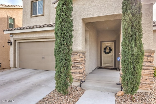 entrance to property with a garage