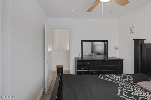 bedroom with carpet flooring and ceiling fan