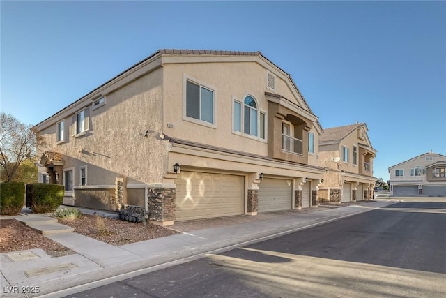 exterior space with a garage