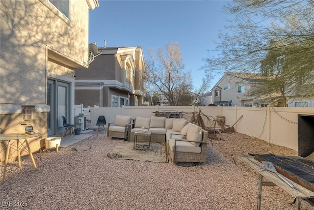 view of yard with outdoor lounge area and a patio