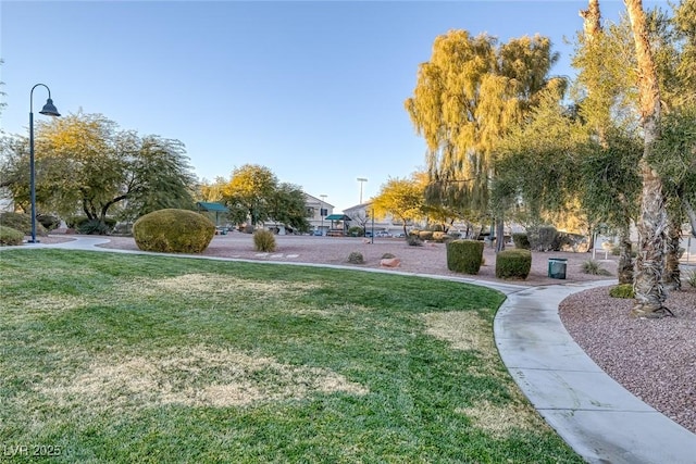 view of community featuring a lawn