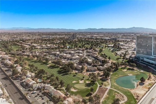 aerial view with a mountain view