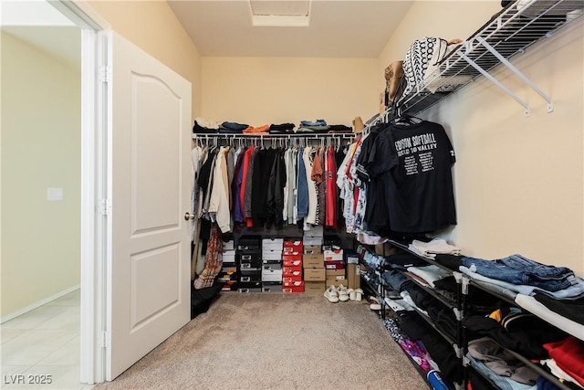 spacious closet with carpet flooring