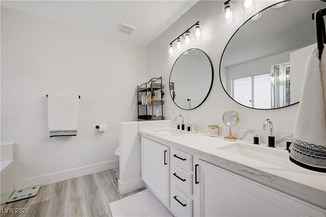 bathroom featuring wood-type flooring and vanity