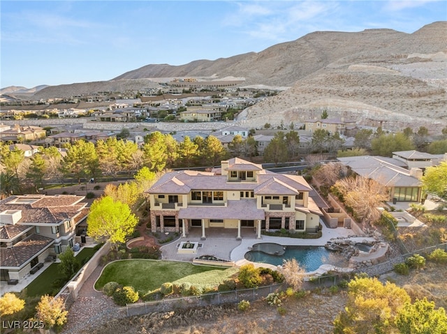 aerial view with a mountain view