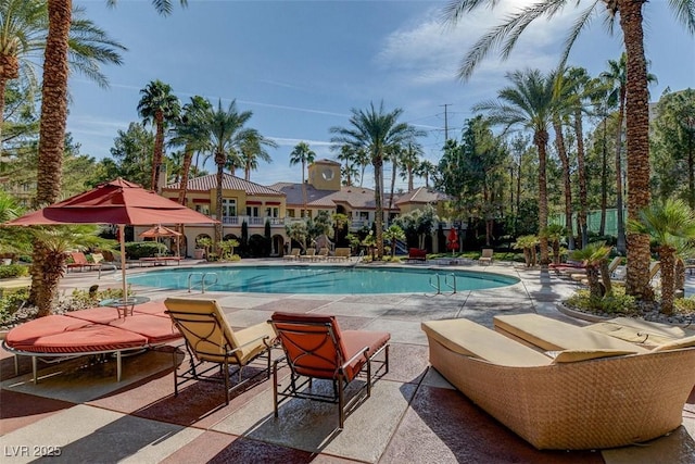 pool featuring a patio area