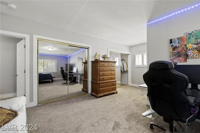 office area featuring carpet flooring