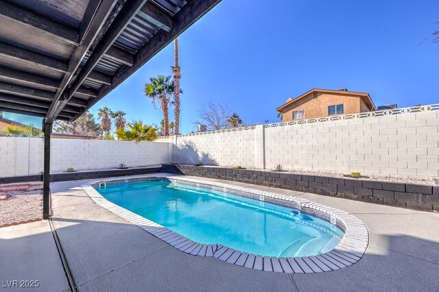 view of swimming pool with a patio area