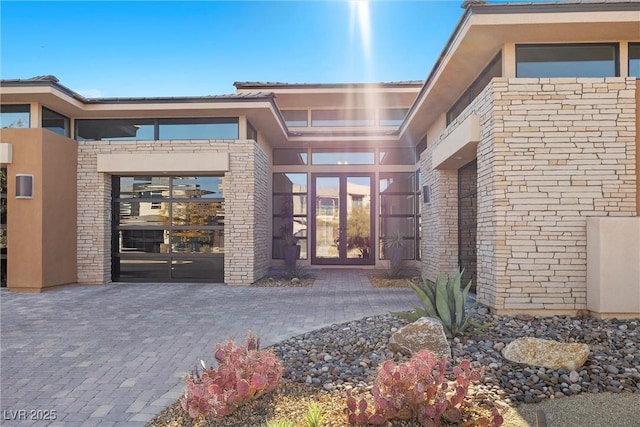 property entrance with french doors