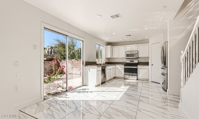 kitchen with white cabinets, stainless steel appliances, and sink