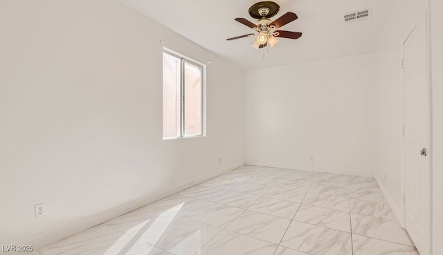 unfurnished room with ceiling fan