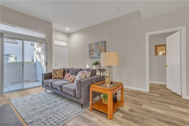 living room featuring light hardwood / wood-style flooring