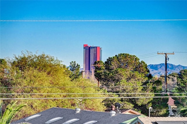 exterior space featuring a mountain view