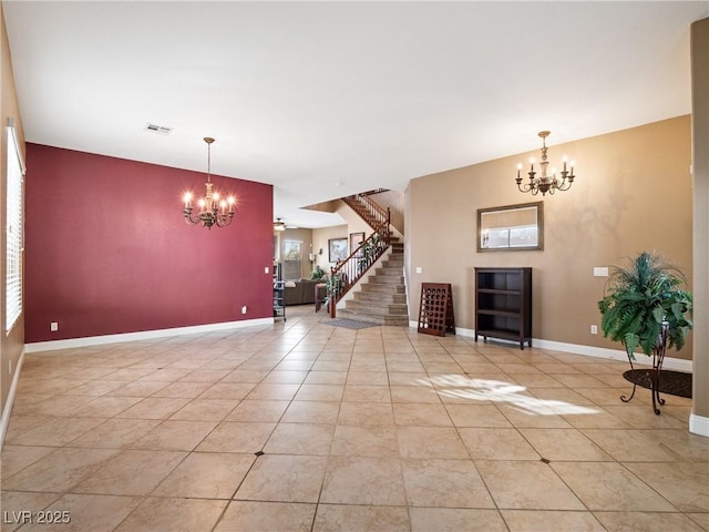 interior space with an inviting chandelier