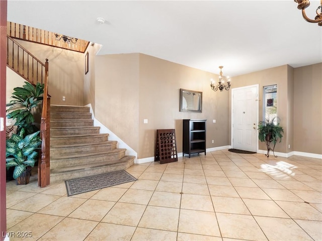 interior space with a notable chandelier