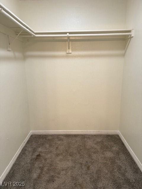 spacious closet with dark carpet