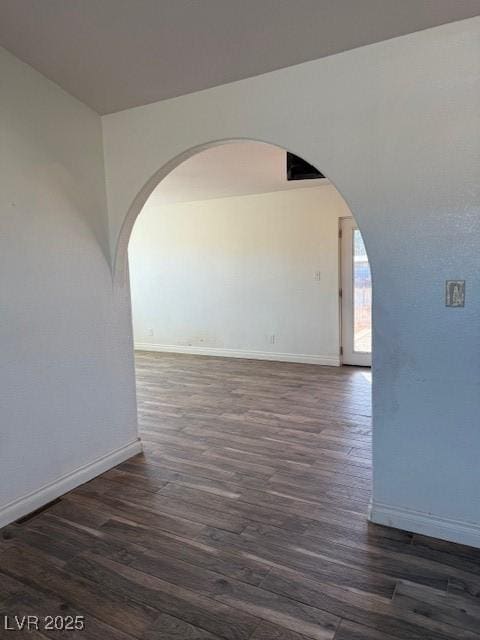 unfurnished room featuring dark hardwood / wood-style flooring