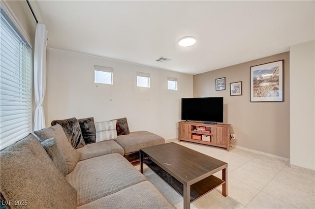 view of tiled living room