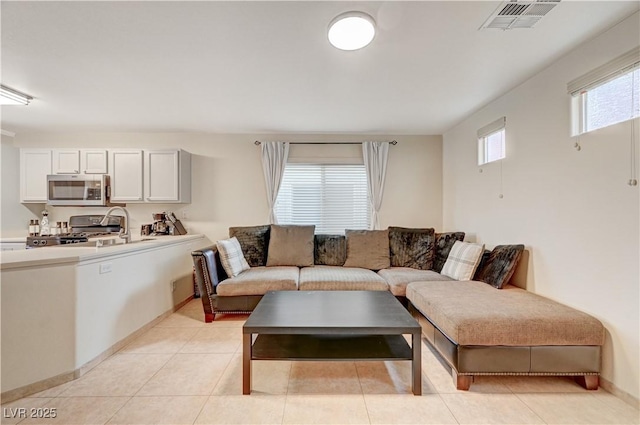 view of tiled living room