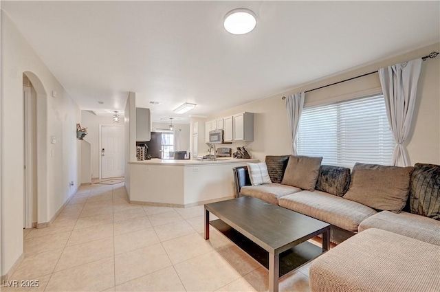 view of tiled living room