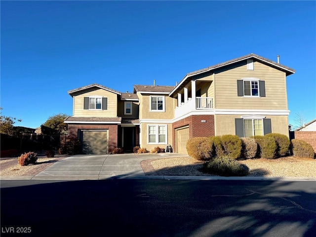 front of property with a garage