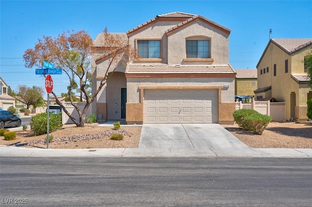 view of front of property with a garage