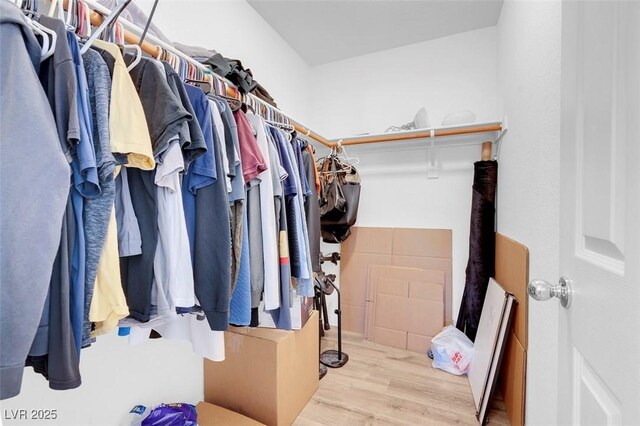 spacious closet with light hardwood / wood-style floors