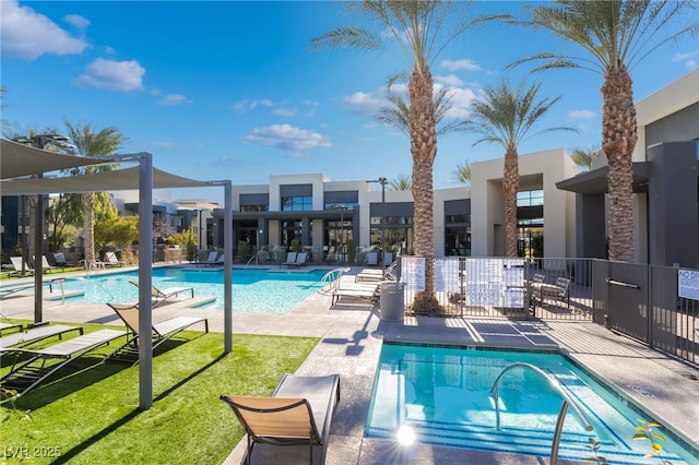 view of swimming pool with a patio area