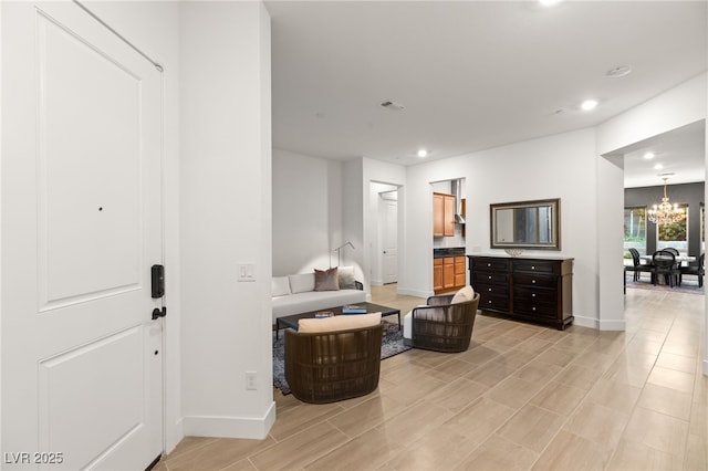 interior space with an inviting chandelier