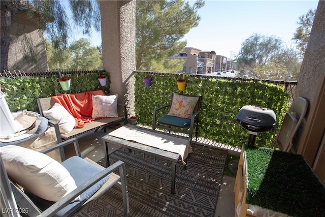 balcony featuring an outdoor living space