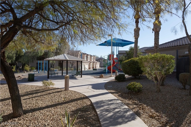 surrounding community featuring a gazebo and playground community