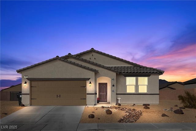 view of front of house with a garage